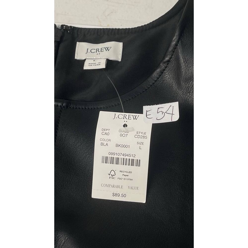 J Crew Vegan Faux Leather Shell Top Tank Sz L Black Sleeveless 90s Moto Edgy NWT - Picture 7 of 9